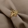 Stainless Steel Lotus Ring For Women Men Finger Ring Vintage Gold Color Wedding Couple Rings Jewelry Anniversary Gifts