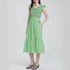 Pastoral 2026 summer embroidery pleated casual round neck high-end medium and long dress