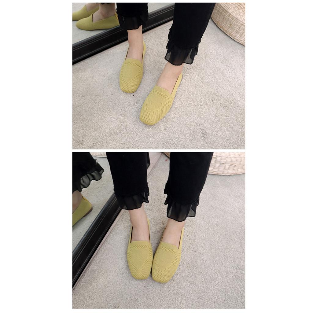 Lielas austas viengabala kurpes sievietēm, lidojošas austas plakanas pamatnes kvadrātveida purngalu auduma kurpes, adītas mīkstas zoles kurpes