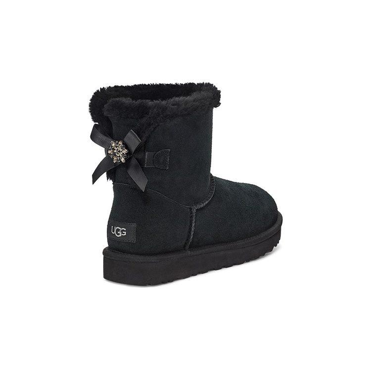 UGG Mini Bailey Brooch Fleece Lined Black Women's 1119512-BLK