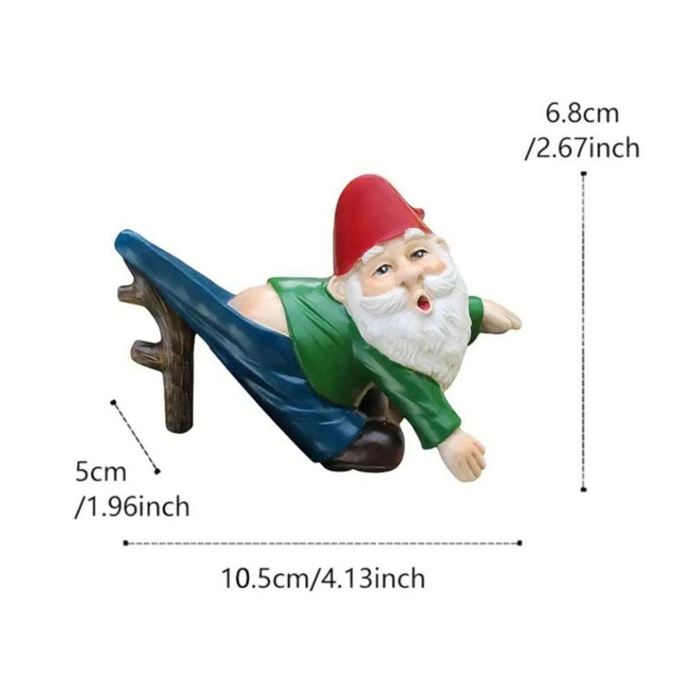 

Funny Dwarf Statue with Pants Hanging Branches White Beard Dwarf Sculpture Mini Gnome Hanging Decor for Yard Porch Decoration