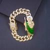 A Fashionable Zinc Alloy Cuban Chain Bracelet with Glitter Decoration and Shengling Pendant, Non-Magnetic, Non-Coated Jewelry Gift