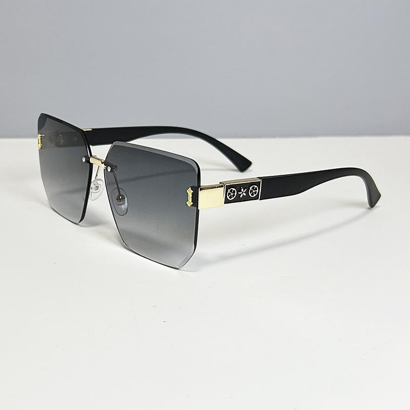 Sunglasses Women'S High-End Sense Rimless Trimmed Pattern Glasses Loner Voe Fashion Casual Sunglasses