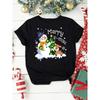 Women's Festive Christmas Snowman Print T-Shirt Women's Harajuku Sleeve Casual Clothing Street Tops Clothes