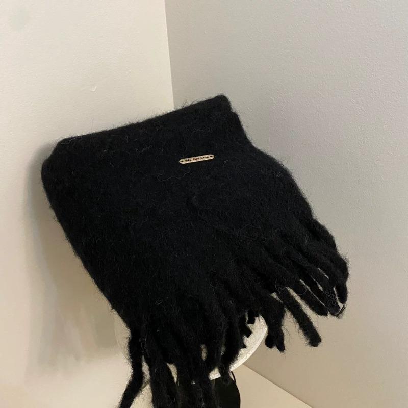 Cachecol versátil doce e fofo cor de doce inverno espessado xale quente mohair cor sólida cachecol de casal