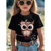 European sizes Adorable Short-Sleeve T-Shirt for Girls Featuring a Cute Owl Adorned with a Flower Crown.