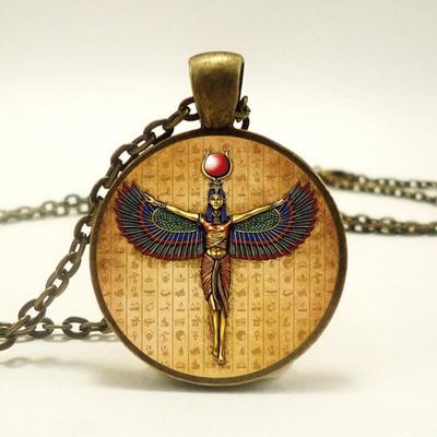 Egipto deivė Isis Choker karoliai Senovės Egiptas Dievas Apykaklės karoliai Moterys Vyrai Madingi Kaklo apykaklės Sidabrinės spalvos grandinėlė