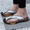 Men Flip Flops Genuine Leather Male Slippers Retro Beach Slides Fashion Massage Summer Shoes Anti-slip Men's Flip-flops Big Size