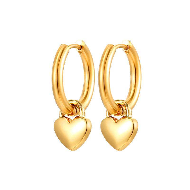 925 Silver Ear Needle Exquisite Heart Pendant Hoop Earrings Fashion Geometric Zircon Stud Earrings Women's Fine Jewelry