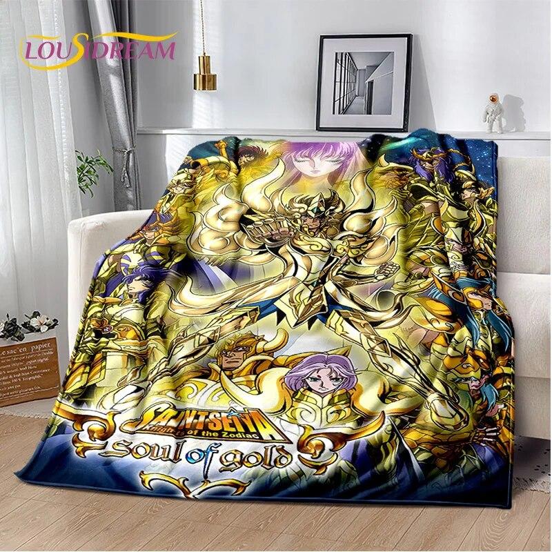 Cartoon Saint Seiya Retro Anime HD Blanket,Soft Throw Blanket for Home Bedroom Bed Sofa Picnic Travel Office Cover Blanket Kids