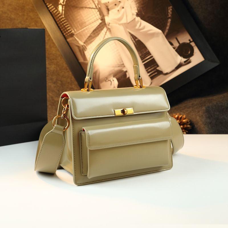 Leather Women'S Bag Kelly Bag Temperament High Value Commuting Light Luxury Portable Messenger Bag Foreign Style Tide