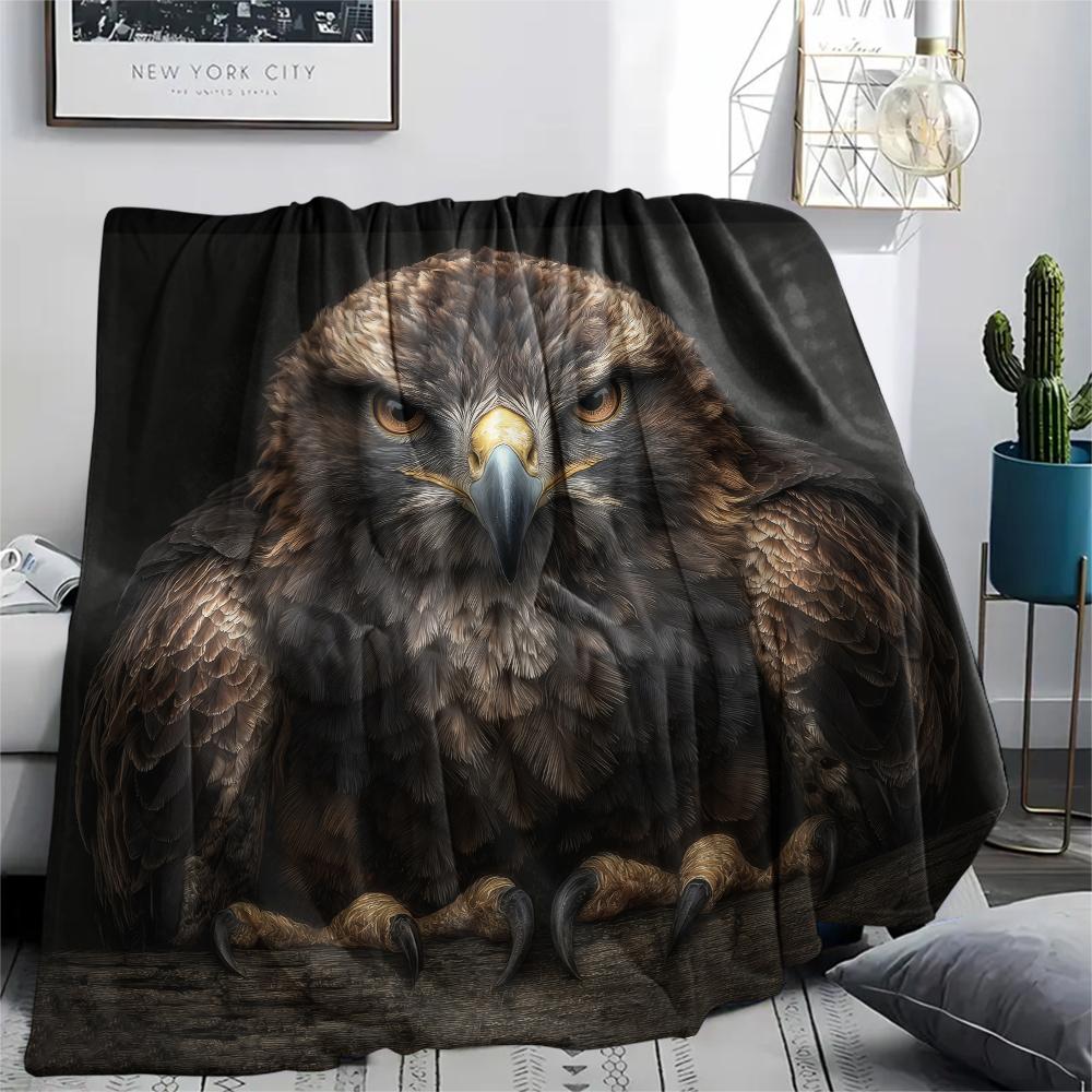 Schwarzer Adler, Muster Flanelldecke, Hohe Qualität, Bequem für alle Jahreszeiten, Heimdekoration, Wärme und Komfort, Perfekt für Geschenke.