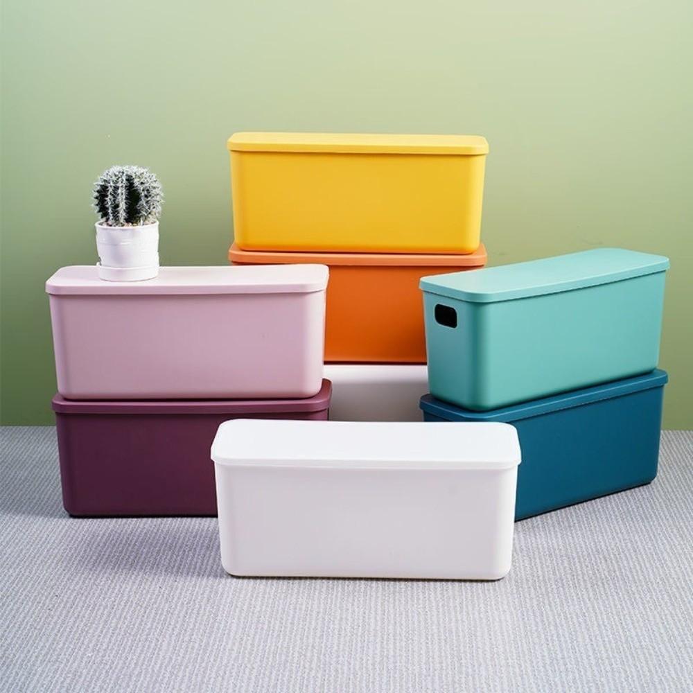 With Lid Storage Basket Plastic Material Narrow Long Storage Box Underwear Storage Sandwich Storage Desktop Box Dormitory Use
