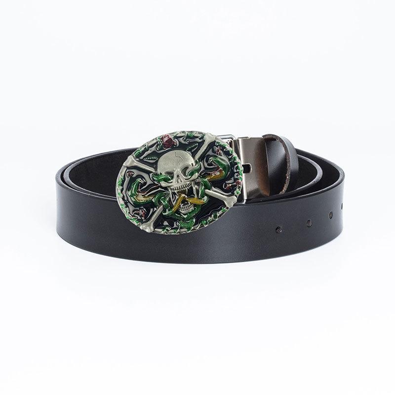 Men's Trendy Casual Cowhide Leather Belt with Alloy Smooth Buckle