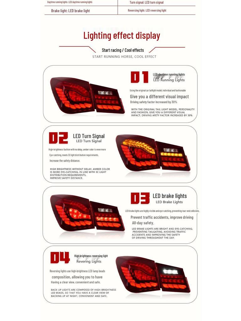 09-14 Chevrolet Cruze Dragon Scale LED Tail Lights with Flowing Turn Signals