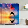 Sunset Dusk Beach Palm Tree Seaside Scenery Fabric Shower Curtain Waterproof Bath Curtains For Bathroom Decorate With 12 Hooks