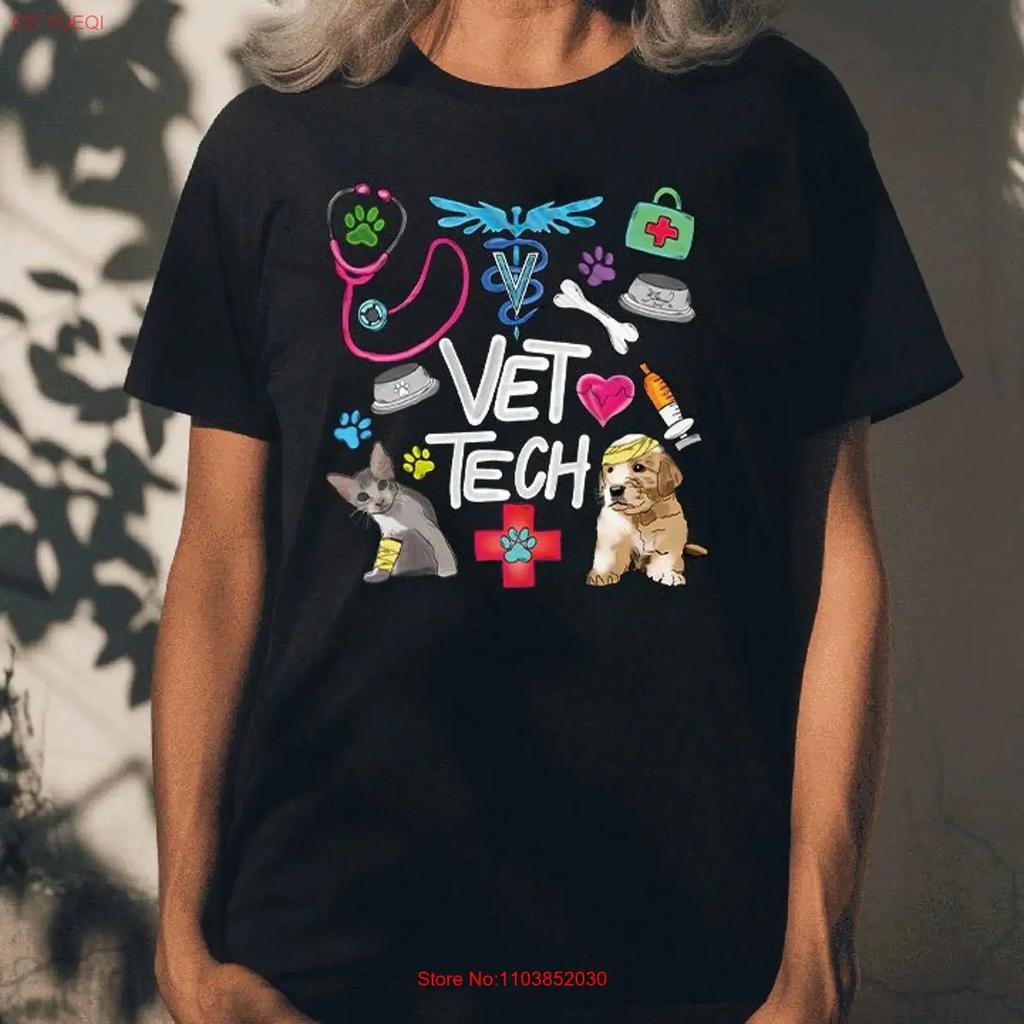 Veterinary Tech T Shirt Heart Vet Assistant Medicine Nurse Week Vintage Comfortable Top For Everyday Wear Graphic