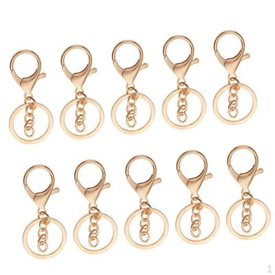 10 Stück Karabinerhaken, drehbare Clips, Hakenverschlüsse, Schlüsselanhänger, Schlüsselanhänger, vergoldet, mit Kette