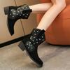 Big Size Explosive European and American Fashion Round Head Metal Rivets Belt Buckle Martin Boots Foreign Trade Women's Boots