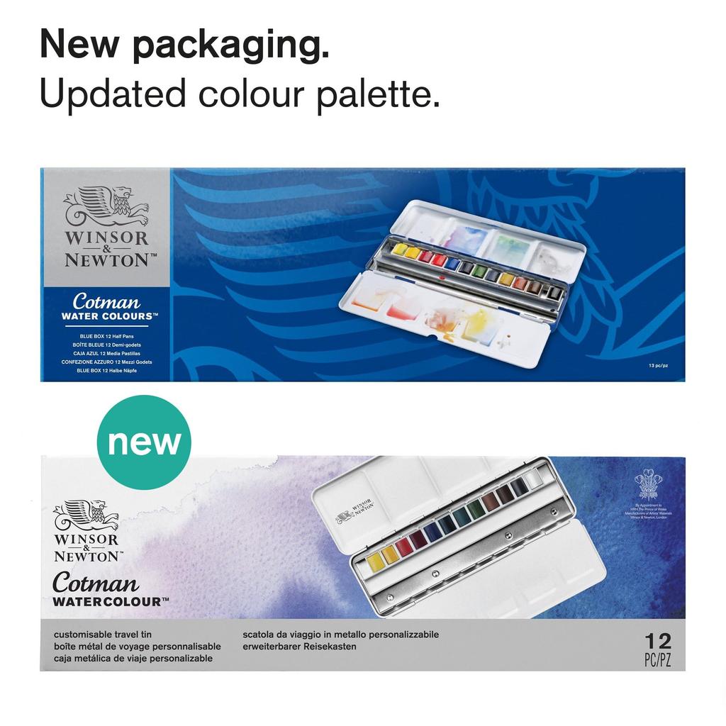 Winsor & Newton Cotman Watercolors, 12-Pan Set in a Customized Travel Metal Box (Product Number: 18909453)