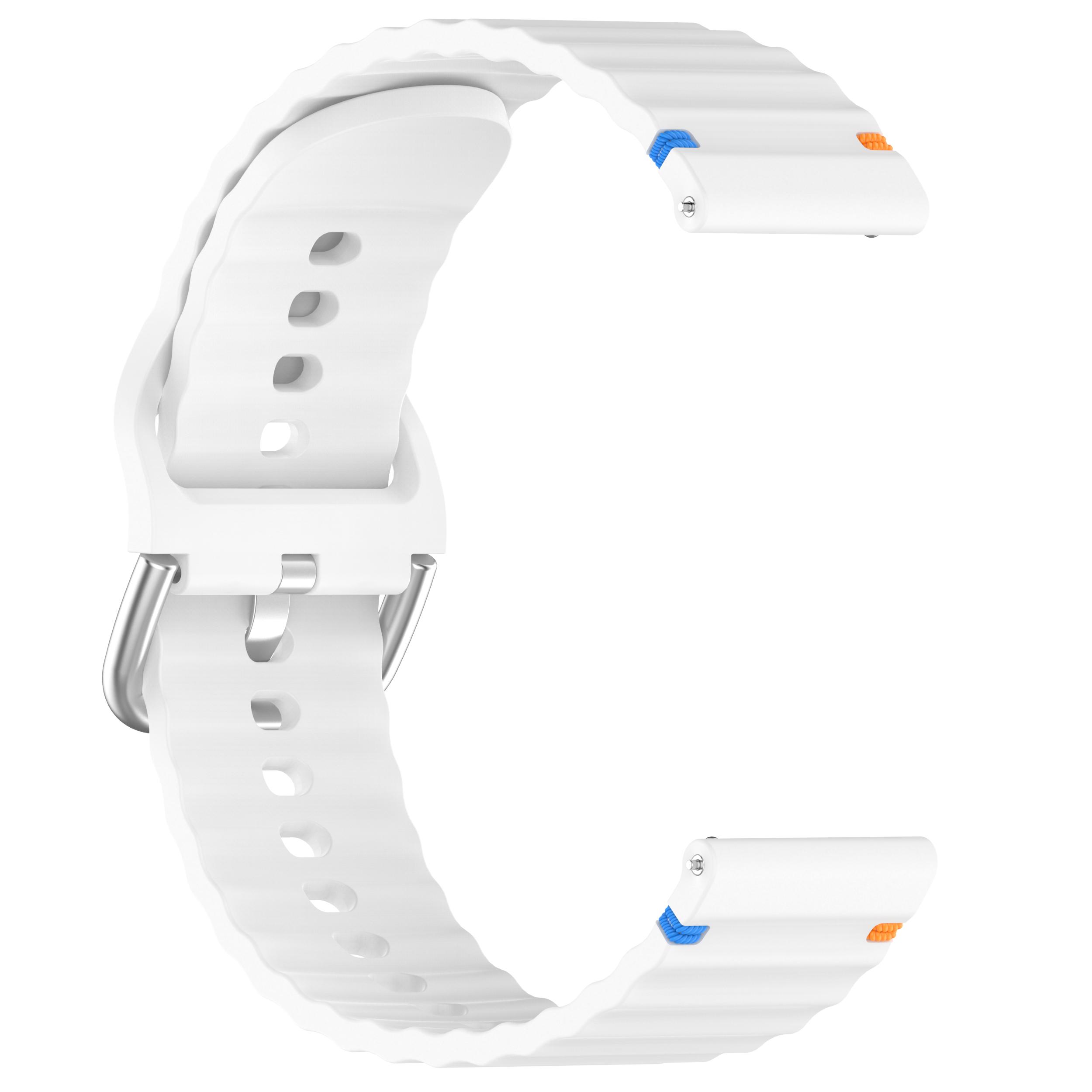 

20mm Watch Strap for Samsung Galaxy Watch7 / FE / Huawei Watch GT 3 / 2 42mm Flat Wavy Silicone Band with Metal Buckle