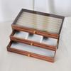 Three-layer jewelry box, high-end multi-layer walnut color ring and necklace storage box, display  jewelry box, jewelry