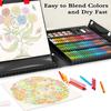 KINSPORY 290-Piece Kids Art Set with Dual-Sided Easel, Colored Pencils/Markers/Crayons/Watercolors, W150, Black