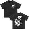 25SS High quality Vintage Rock Red Chili Printed Band Short Sleeve Heavy Washed Cotton Loose Casual Oversize Street Pop T-shirt