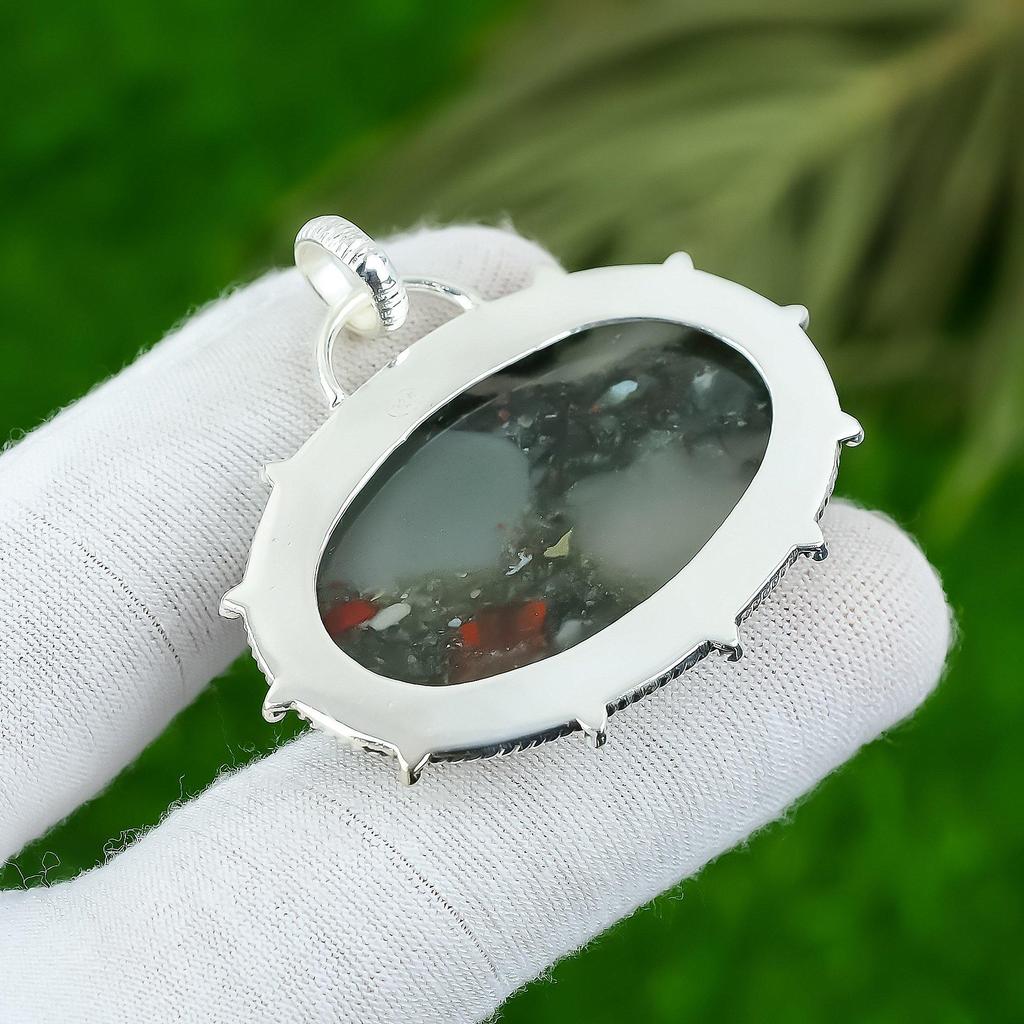 Geschenk für Frauen Schmuckanhänger 925 Sterlingsilber Natürlicher Tabu Jaspis Edelstein