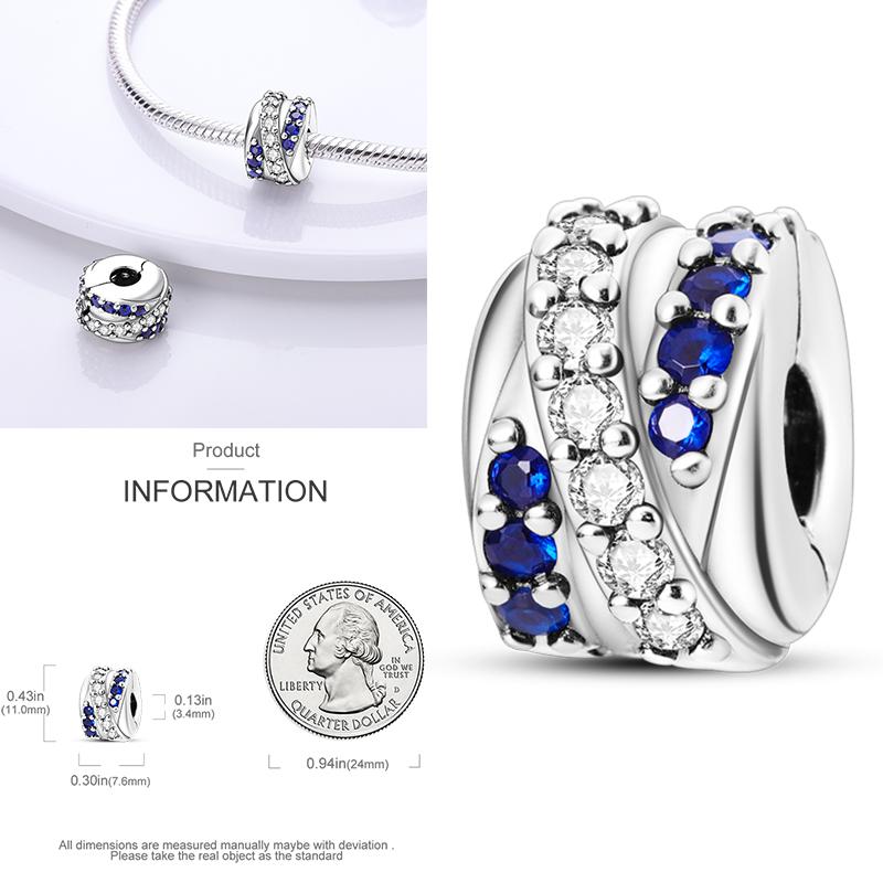 Cat Butterfly Daisy CZ Pave Clip Charm Bead Components Positioning Buckle Copper Metal Silicone Spacer Bead Components Compatible With Authentic
