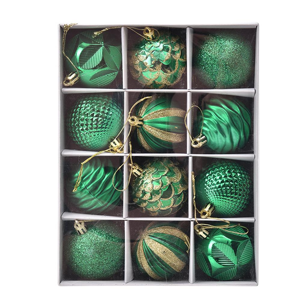 12pcs Christmas Tree Ball Ornaments Farmhouse Xmas Tree Decoration Delicate DIY Craft for Hotel Shopping Mall Cabinet