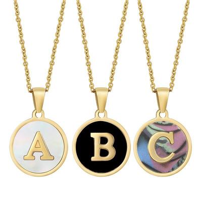 2026 European and American Natural Shell Letter Necklace Women's Electroplated 18K Gold Drip Letter Pendant