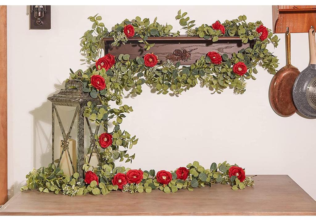 2-Meter Artificial Rose & Camellia Vine for Wedding Flower Walls & Home Table Decor