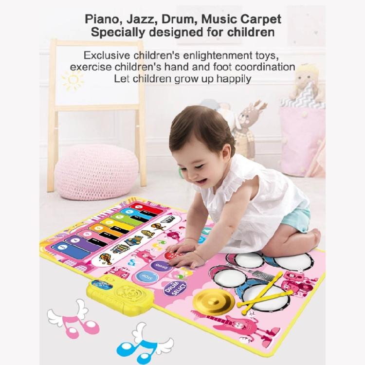 Interactive Kids Piano Playmat With Drum Sounds Musical Learning Toy for Creative Game & Physical Development
