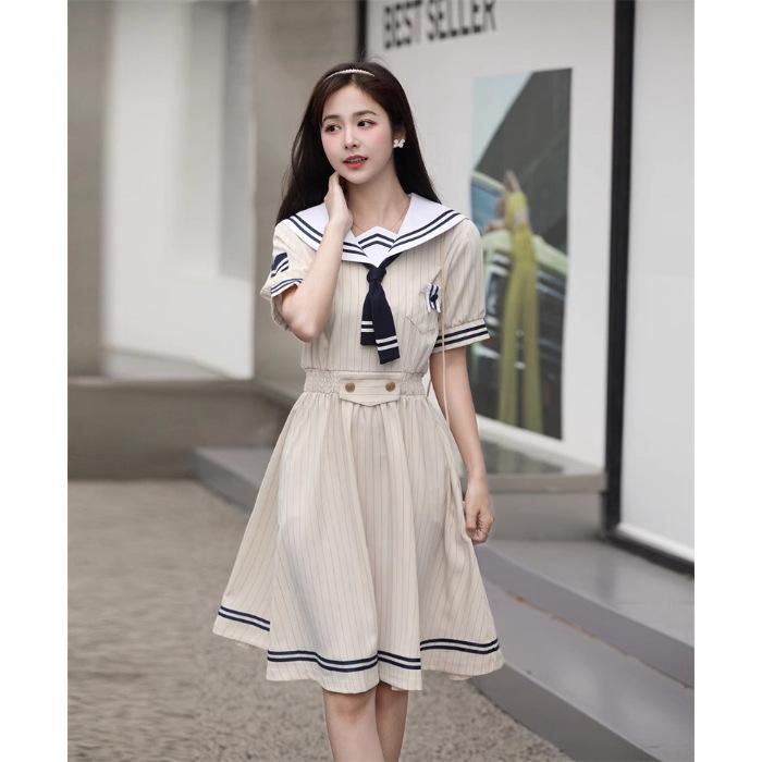 

Mori girl Japanese tribal college style temperament girl jk uniform dress navy collar A skirt sailor suit summer XL