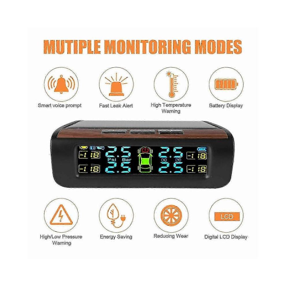 Kabelloses Solar-TPMS LCD Auto-Reifendrucküberwachungssystem mit 4 externen Sensoren Solar Automatisch