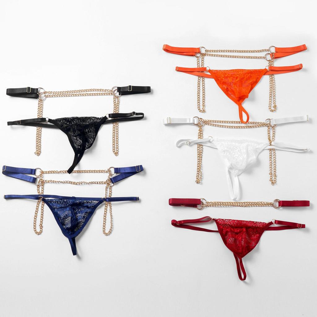 Men's Sexy Lace Adjustable Chain Sex Underwear Men's Elastic Sex Inside