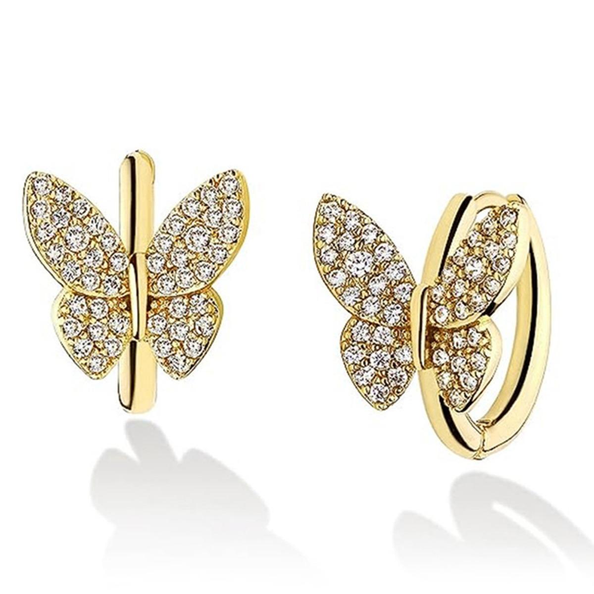 Elegant Cubic Zirconia Butterfly Huggie Earrings for Women