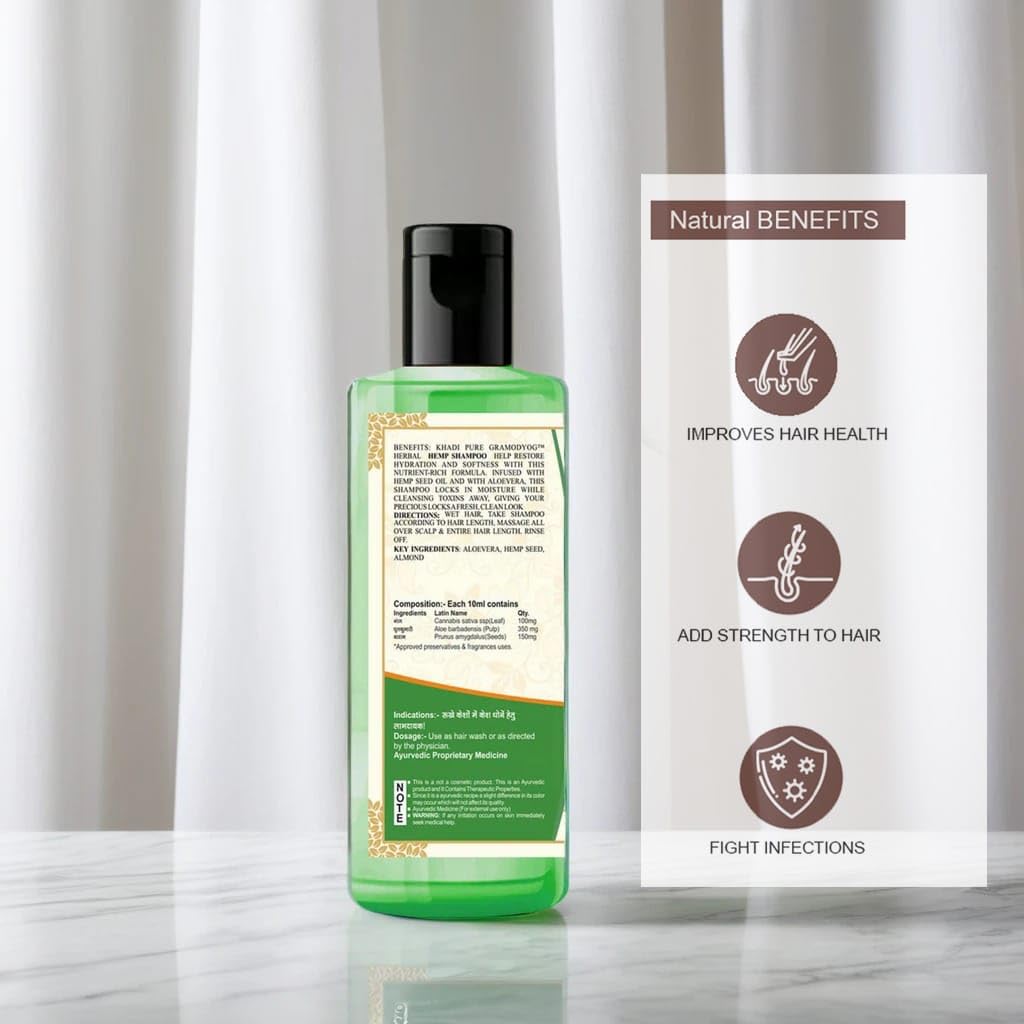 Khadi Pure Herbal Hemp Seed Shampoo 210ml (Pack Of 2)
