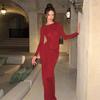Europe and the United States Hot-selling Women's Clothing 2026 Winter New Product Fashion Temperament Slim Kink Pleated Round Neck Long-sleeved Dress 