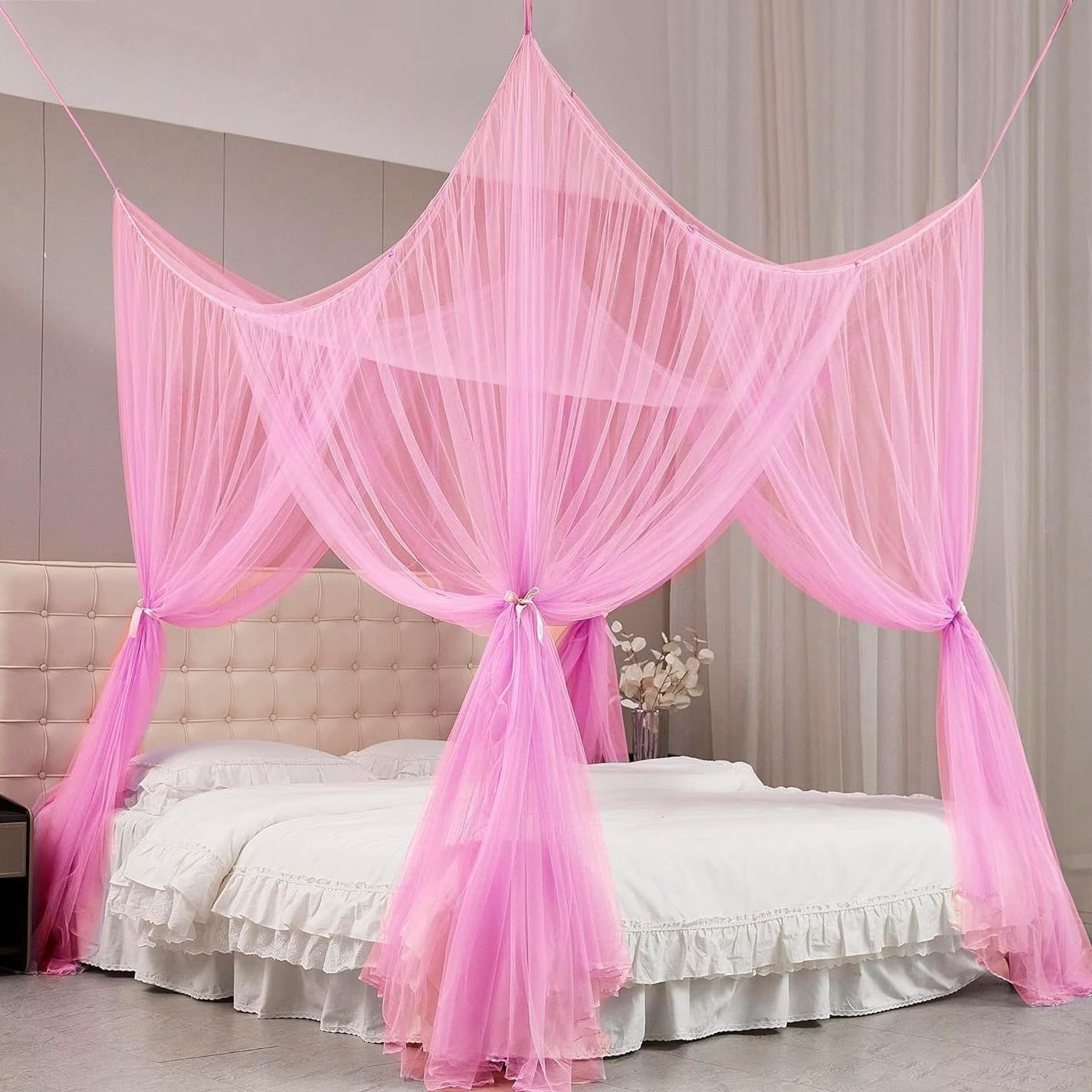 

Large Four Door Square Mosquito Net Breathable Polyester Mesh Cover Suitable for Camping Insect Proof Summer Tent Bed Room Decor 190x210x240CM