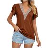 Fashion Womens Casual Color Cotton Linen Embroidery Short Sleeve T-Shirt Top