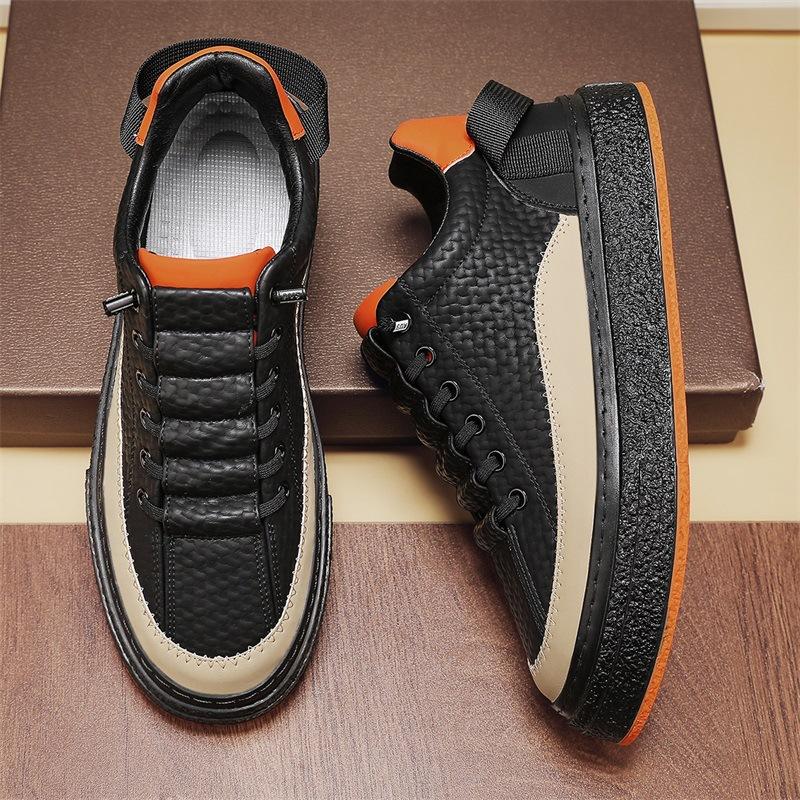 Jesień i zima 2025 nowe męskie buty sportowe w hongkońskim stylu ze skórzaną powierzchnią, buty skateboardowe dla młodzieży studenckiej, codzienne buty męskie na żywo