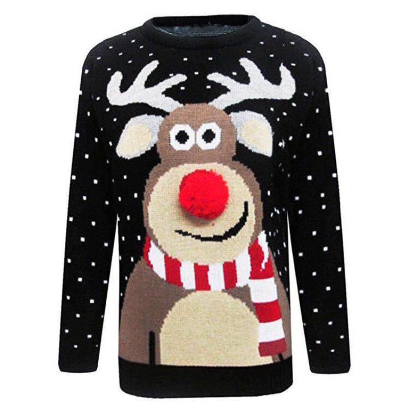 Christmas Sweater Women Christmas Deer Warm Knitted Long Sleeve Sweater Jumper Top Winter Autumn Pullovers