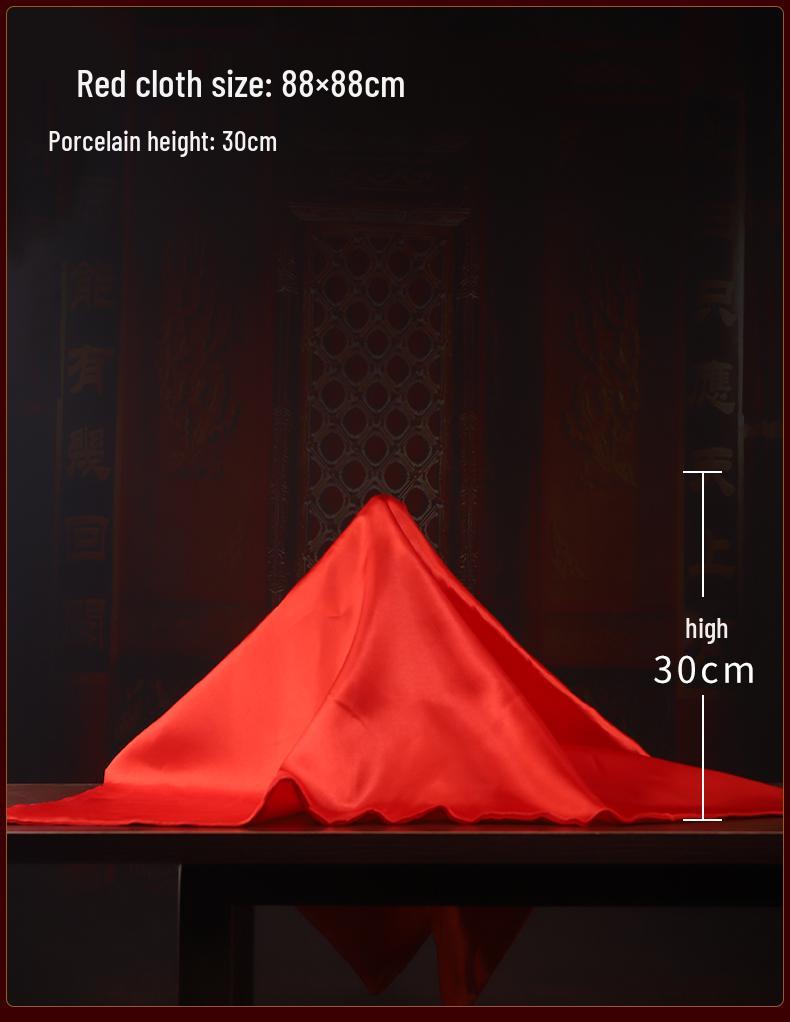 Buddha and Bodhisattva Statue with Red Silk Cloth Covering for Head and Body