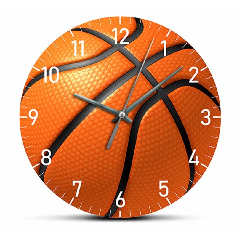 10-inch Wall Clock 2D Basketball Soccer Quartz Clock Bedroom Living Room Decor Sports Silent Clock