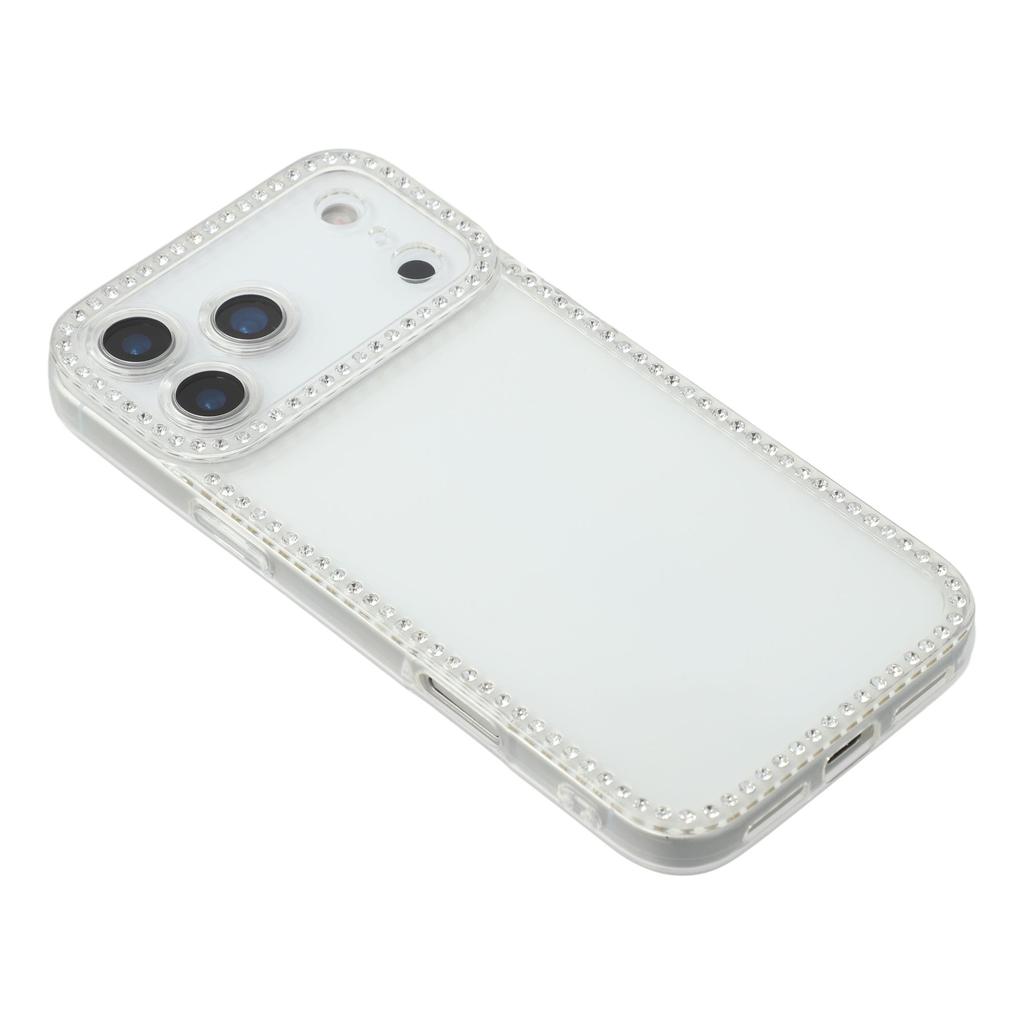 For iPhone 17 Pro TPU Case Rhinestone Decor Clear Phone Back Cover,Precise Cutout