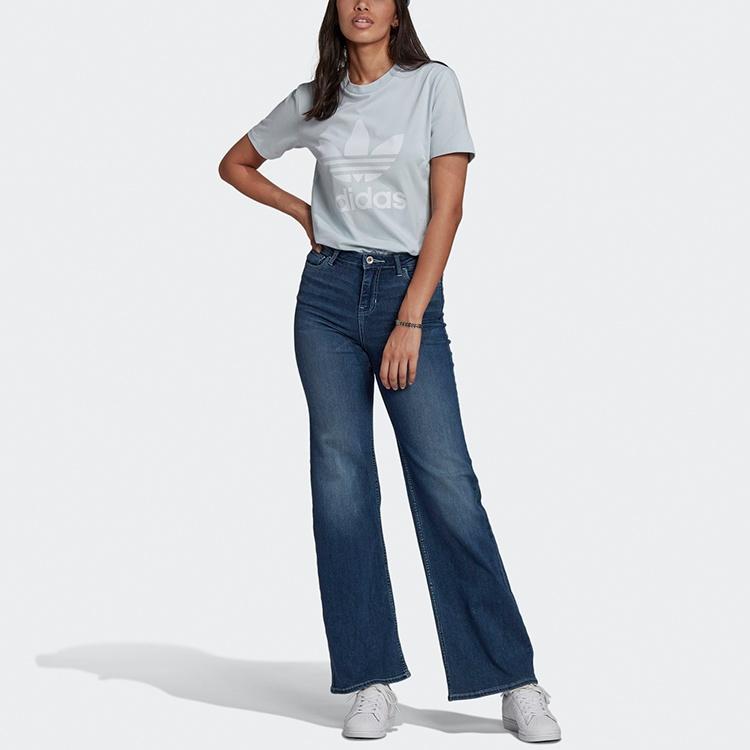 (WMNS) Adidas Originals Trefoil Tee Logo Printing Sports Short Sleeve Gray Blue T-Shirt Women's GN2975
