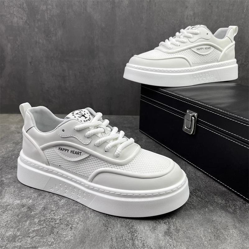 

Men s shoes spring breathable deodorant light solid color casual shoes versatile fashion thick sole heightening white shoes 43