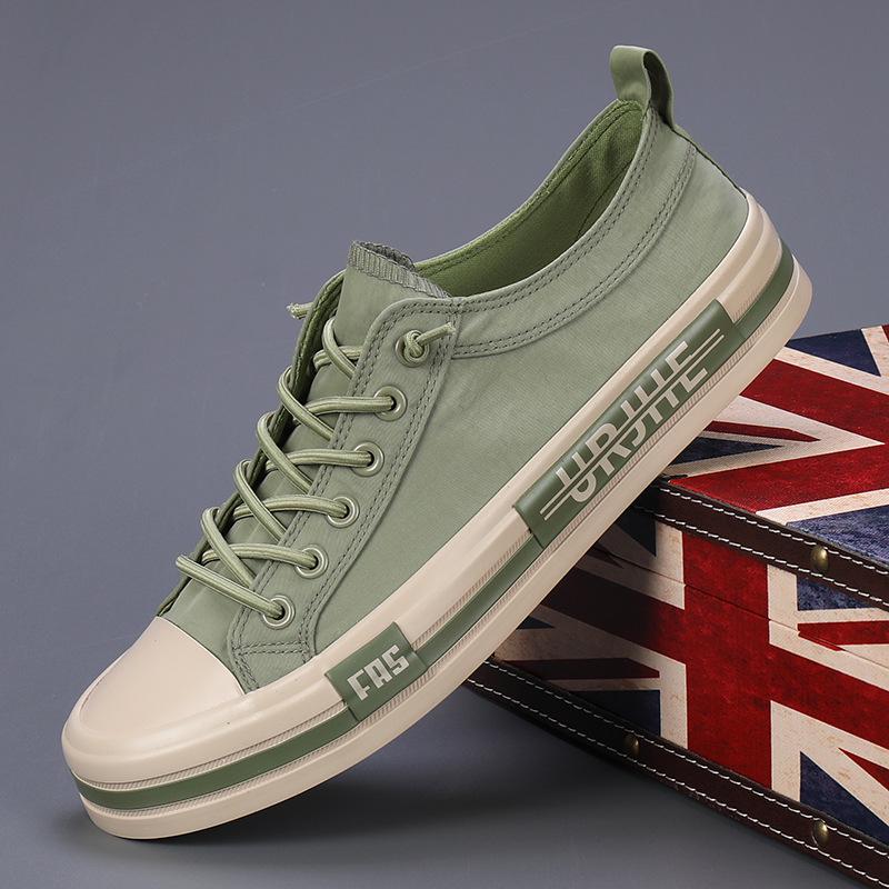 2025 Summer Men's Low-Top Color Block Canvas Slip-On Skate Shoes